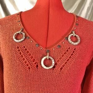 Western indie boho beaded knit top with wooden accents!